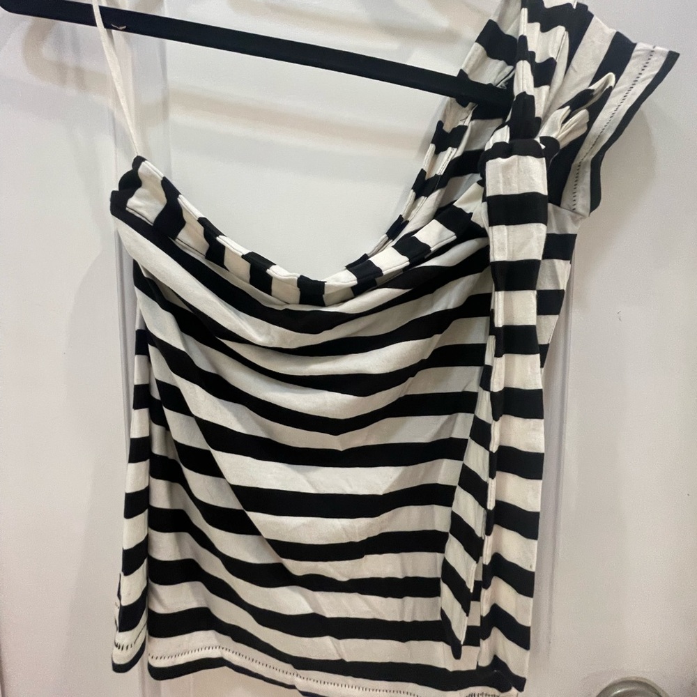 Maeve Black and White Striped Top